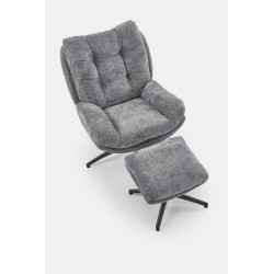 Fotel wypoczynkowy PESTOX MODERN GREY popielaty (z podnóżkiem)