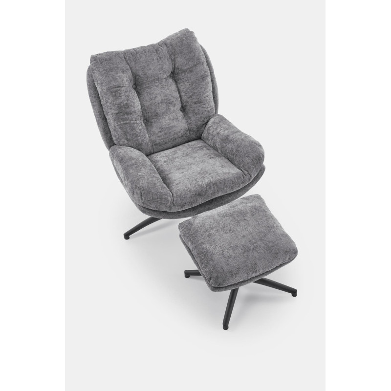 Fotel wypoczynkowy PESTOX MODERN GREY popielaty (z podnóżkiem)