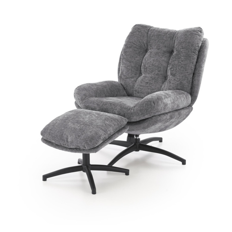 Fotel wypoczynkowy PESTOX MODERN GREY popielaty (z podnóżkiem)