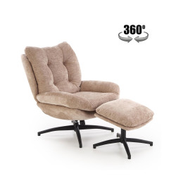 Fotel wypoczynkowy PESTOX MODERN BEIGE beżowy (z podnóżkiem)