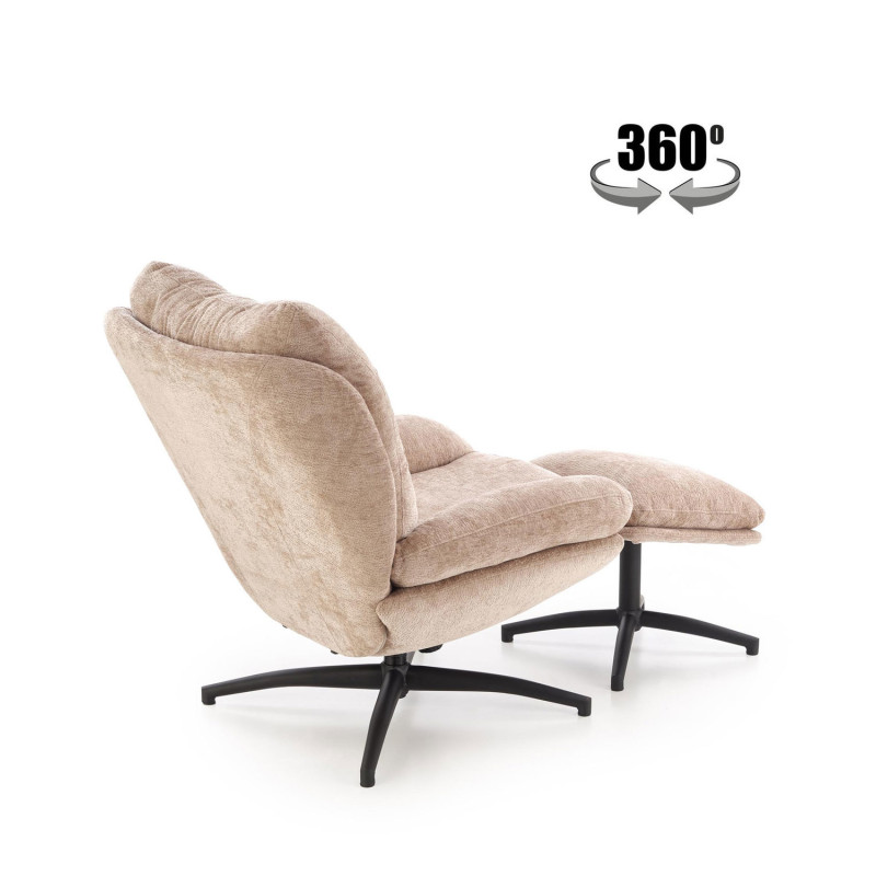 Fotel wypoczynkowy PESTOX MODERN BEIGE beżowy (z podnóżkiem)