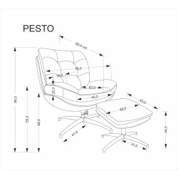 Fotel wypoczynkowy PESTOX MODERN BEIGE beżowy (z podnóżkiem)
