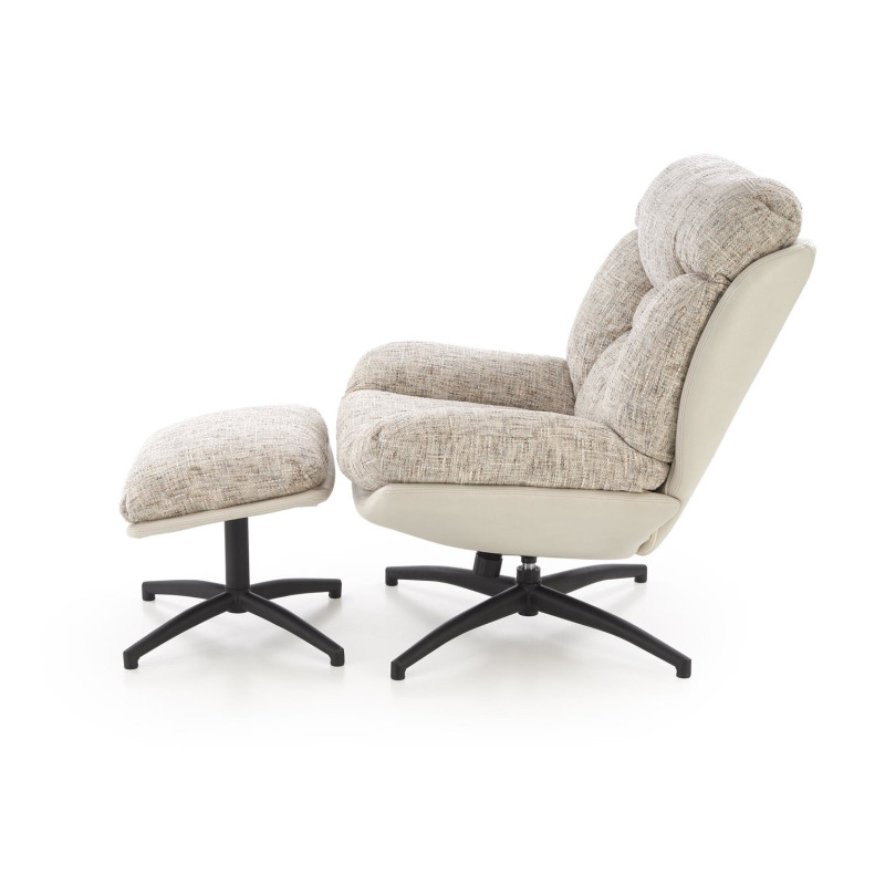 Fotel wypoczynkowy KRONEX MODERN BEIGE MULTI beżowy/wielobarwny (z podnóżkiem)