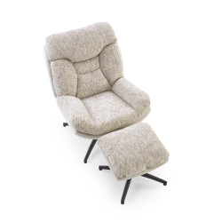 Fotel wypoczynkowy KRONEX MODERN BEIGE MULTI beżowy/wielobarwny (z podnóżkiem)
