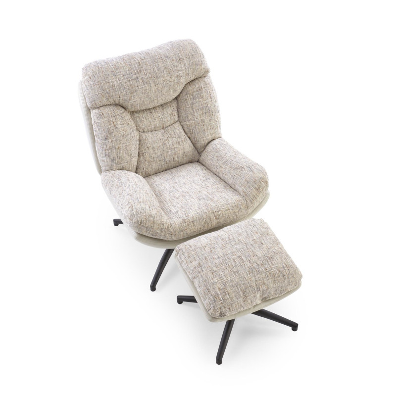 Fotel wypoczynkowy KRONEX MODERN BEIGE MULTI beżowy/wielobarwny (z podnóżkiem)