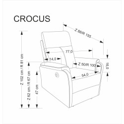 Fotel rozkładany elektrycznie CROCIX COMFORT GREY popielaty