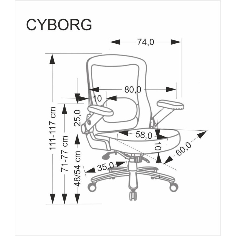 Fotel obrotowy gabinetowy CYBORX OFFICE BLACK czarny