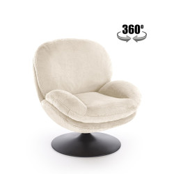 Fotel wypoczynkowy obrotowy SHELLIX MODERN CREAM kremowy