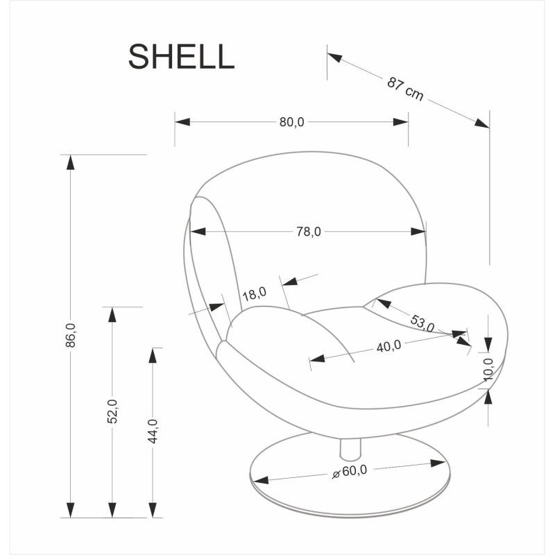 Fotel wypoczynkowy obrotowy SHELLIX MODERN CREAM kremowy