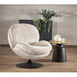Fotel wypoczynkowy obrotowy SHELLIX MODERN CREAM kremowy