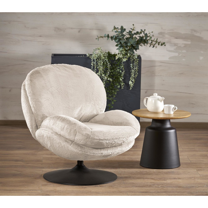 Fotel wypoczynkowy obrotowy SHELLIX MODERN CREAM kremowy