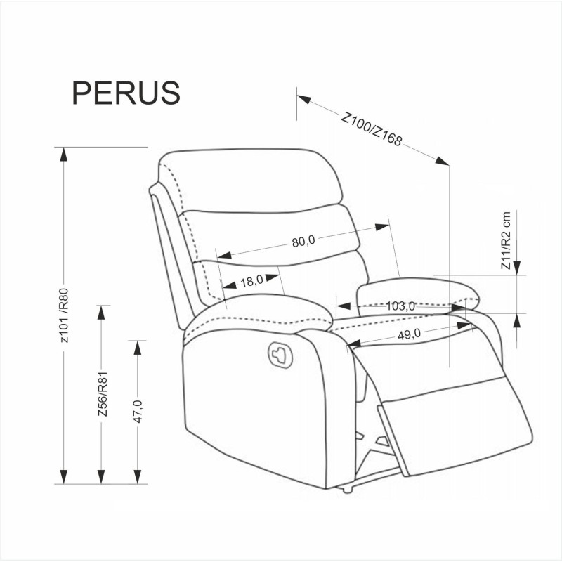 Fotel wypoczynkowy rozkładany PERUX COMFORT GREY popielaty