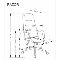 Fotel obrotowy gabinetowy RZAEN OFFICE GREY popielaty