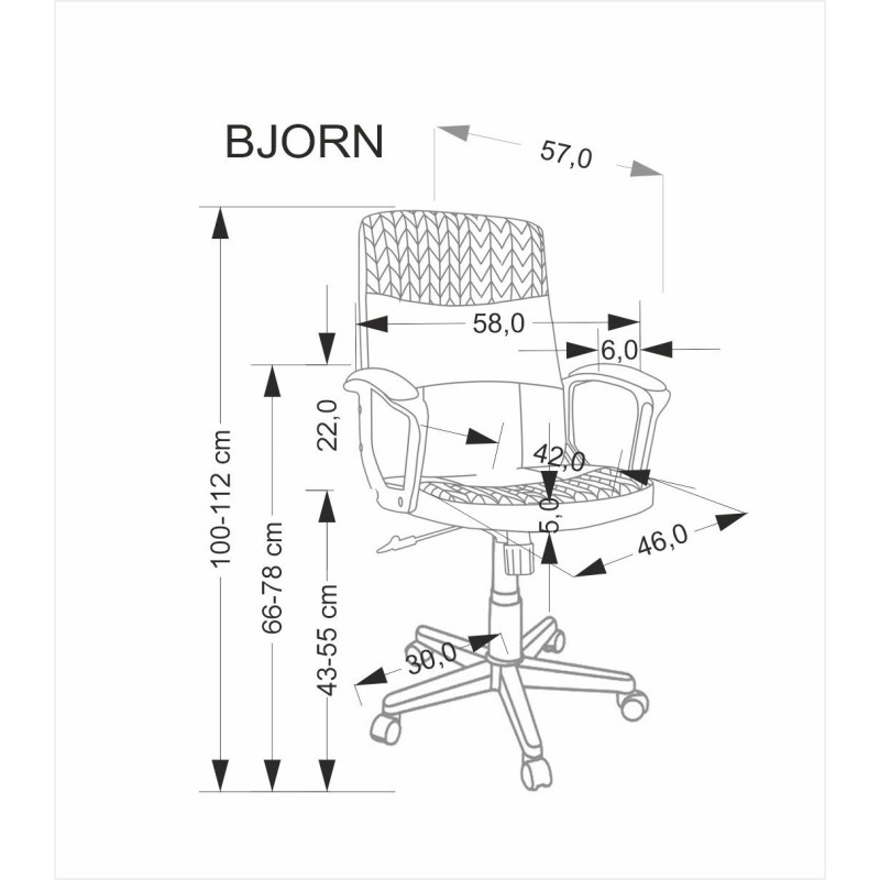 Fotel obrotowy gabinetowy BJORNIX OFFICE BLACK GREY czarny/popielaty