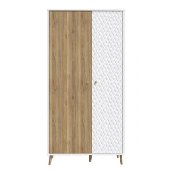 Szafa ryflowana 100cm Aksana AKNS822L-M992 Biały/Dąb Mauvella Meble Forte