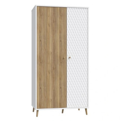 Szafa ryflowana 100cm Aksana AKNS822L-M992 Biały/Dąb Mauvella Meble Forte