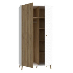 Szafa ryflowana 100cm Aksana AKNS822L-M992 Biały/Dąb Mauvella Meble Forte