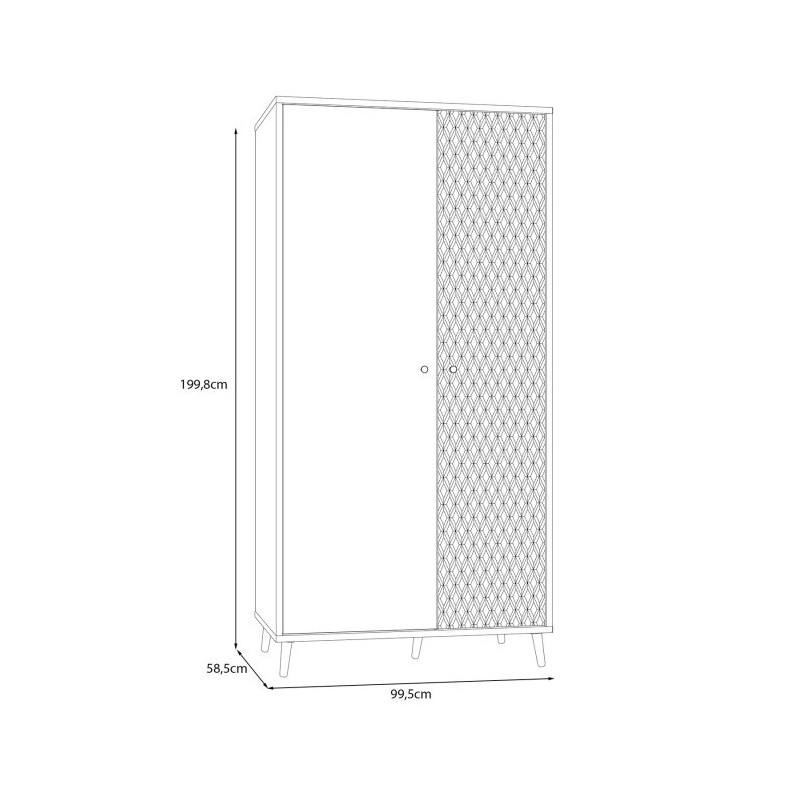Szafa ryflowana 100cm Aksana AKNS822L-M992 Biały/Dąb Mauvella Meble Forte