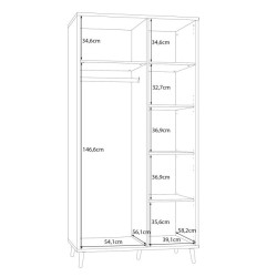 Szafa ryflowana 100cm Aksana AKNS822L-M992 Biały/Dąb Mauvella Meble Forte