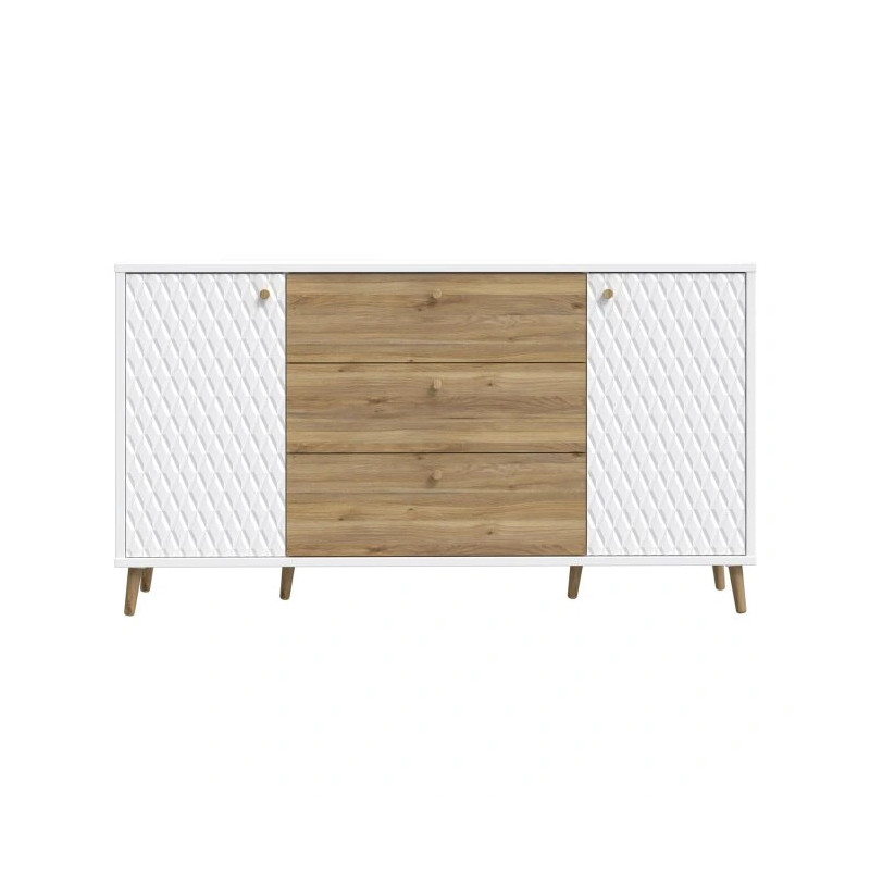 Komoda 160 cm Aksana AKNK232-M992 Biały/Dąb Mauvella Meble Forte