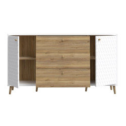 Komoda 160 cm Aksana AKNK232-M992 Biały/Dąb Mauvella Meble Forte