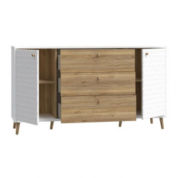 Komoda 160 cm Aksana AKNK232-M992 Biały/Dąb Mauvella Meble Forte