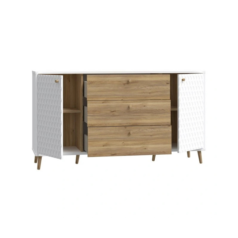 Komoda 160 cm Aksana AKNK232-M992 Biały/Dąb Mauvella Meble Forte