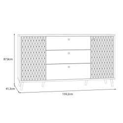Komoda 160 cm Aksana AKNK232-M992 Biały/Dąb Mauvella Meble Forte