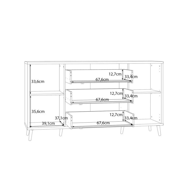 Komoda 160 cm Aksana AKNK232-M992 Biały/Dąb Mauvella Meble Forte
