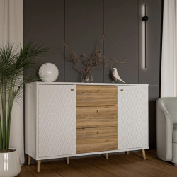 Komoda 140 cm Aksana AKNK231-M992 Biały/Dąb Mauvella Meble Forte