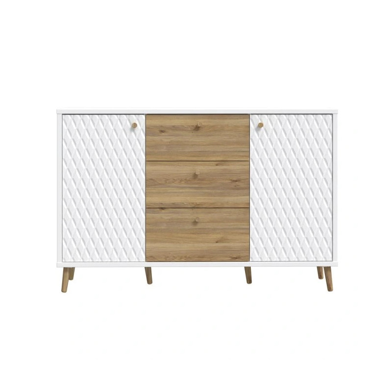 Komoda 140 cm Aksana AKNK231-M992 Biały/Dąb Mauvella Meble Forte