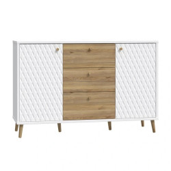 Komoda 140 cm Aksana AKNK231-M992 Biały/Dąb Mauvella Meble Forte