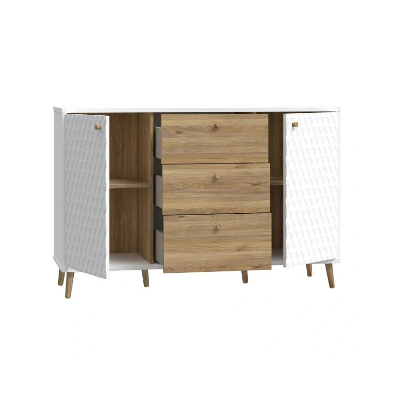 Komoda 140 cm Aksana AKNK231-M992 Biały/Dąb Mauvella Meble Forte