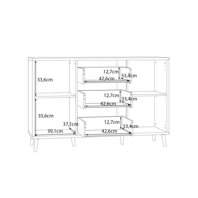 Komoda 140 cm Aksana AKNK231-M992 Biały/Dąb Mauvella Meble Forte
