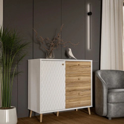 Komoda Aksana AKNK221L-M992 Biały/Dąb Mauvella Meble Forte