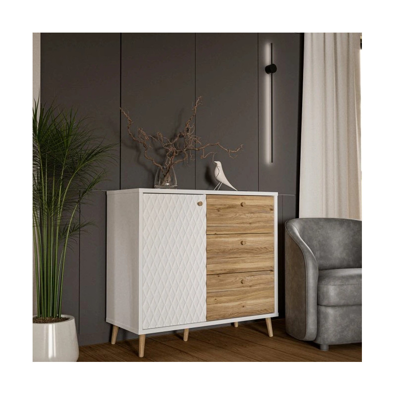 Komoda Aksana AKNK221L-M992 Biały/Dąb Mauvella Meble Forte
