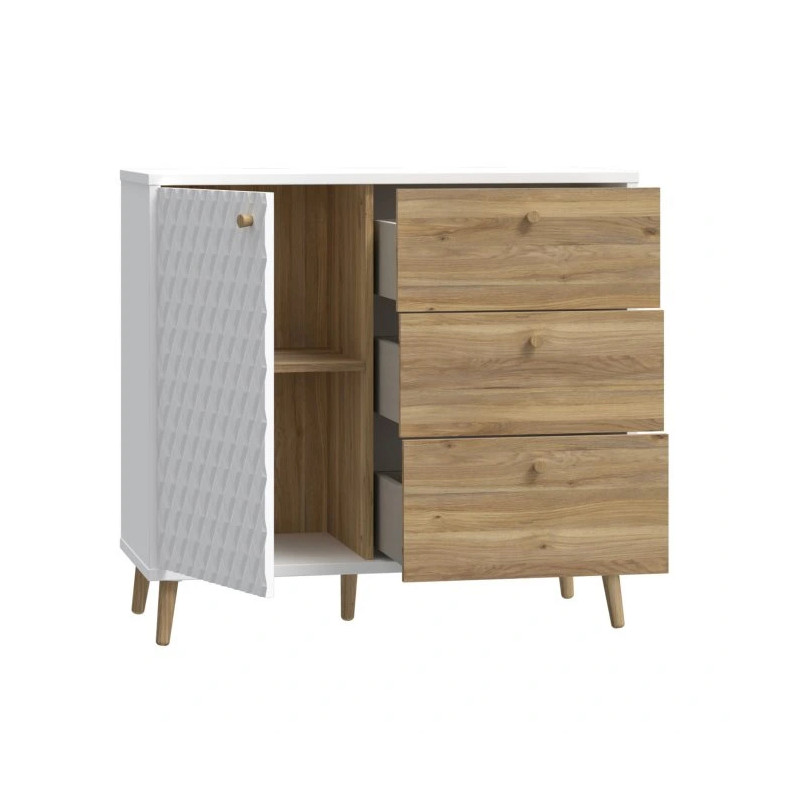Komoda Aksana AKNK221L-M992 Biały/Dąb Mauvella Meble Forte