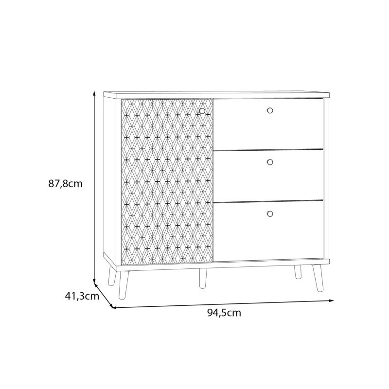 Komoda Aksana AKNK221L-M992 Biały/Dąb Mauvella Meble Forte