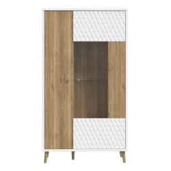 Witryna ryflowana 90 cm Aksana AKNV621R-M992 Biały/Dąb Mauvella Meble Forte