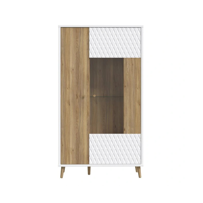 Witryna ryflowana 90 cm Aksana AKNV621R-M992 Biały/Dąb Mauvella Meble Forte