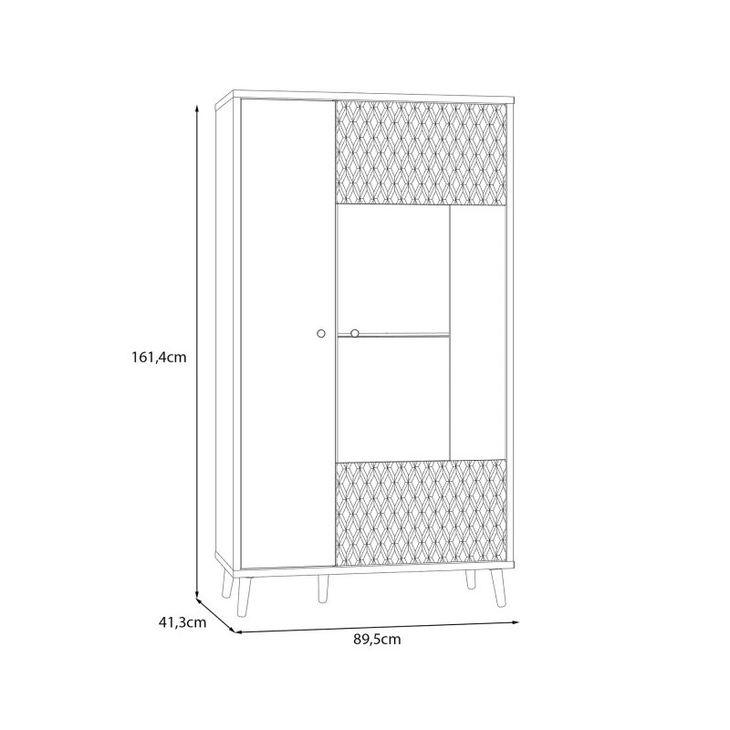 Witryna ryflowana 90 cm Aksana AKNV621R-M992 Biały/Dąb Mauvella Meble Forte