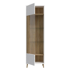 Witryna wąska ryflowana 60 cm Aksana AKNV711-M992 Biały/Dąb Mauvella Meble Forte