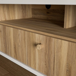 Szafka RTV ryflowana Aksana AKNT122L-M992 Biały/Dąb Mauvella Meble Forte