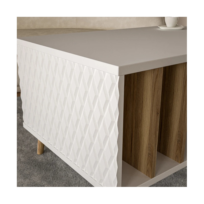 Stolik kawowy 90x60 cm Aksana CFTT5204-M992 Biały/Dąb Mauvella Meble Forte