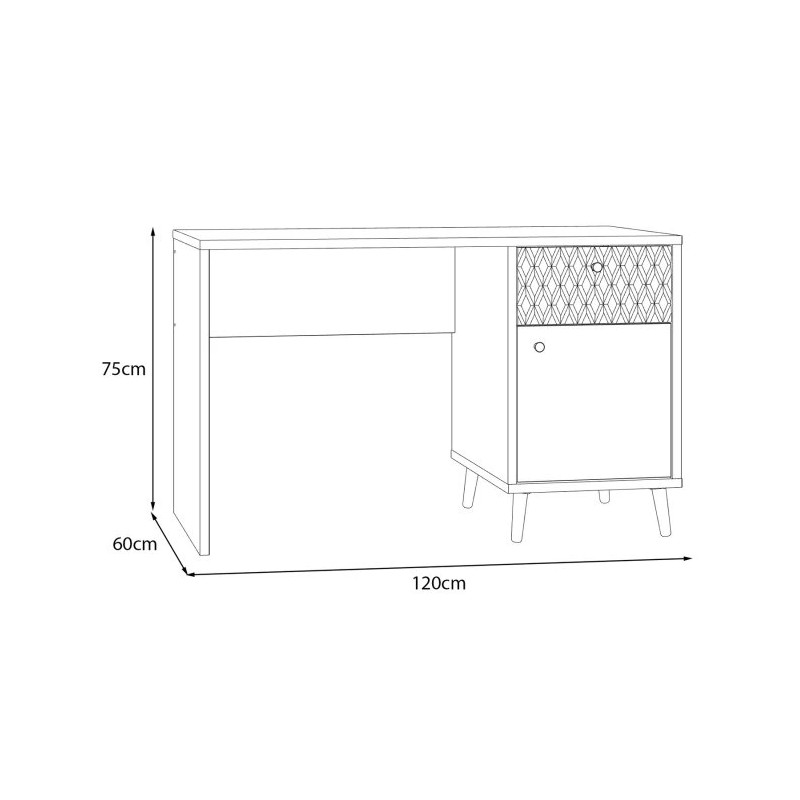 Biurko 120x60 cm Aksana AKNB111R-M992 Biały/Dąb Mauvella Meble Forte