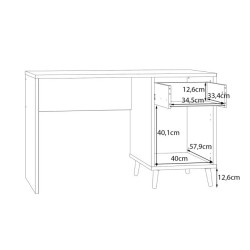 Biurko 120x60 cm Aksana AKNB111R-M992 Biały/Dąb Mauvella Meble Forte