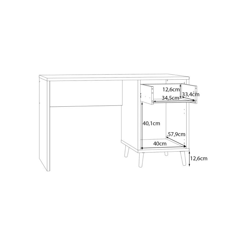 Biurko 120x60 cm Aksana AKNB111R-M992 Biały/Dąb Mauvella Meble Forte