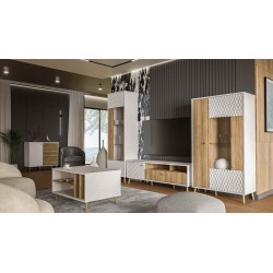 Komoda AKSANA 134 cm Biały/Dąb Mauvella – styl, cichy domyk