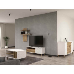 Komoda AKSANA 100 cm Biały/Dąb Mauvella – kompaktowa i stylowa