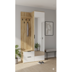 Garderoba do przedpokoju CORAL LUX 100 dąb złoty/biały